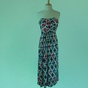 Ann Taylor Strapless Multicolor Dress